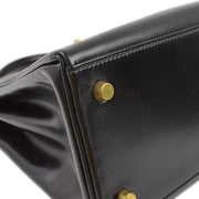 Hermes 1991 Black Box Calf Kelly 28 Retourne 2way Shoulder Handbag