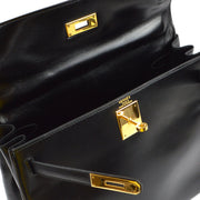 Hermes 1991 Black Box Calf Kelly 28 Retourne 2way Shoulder Handbag