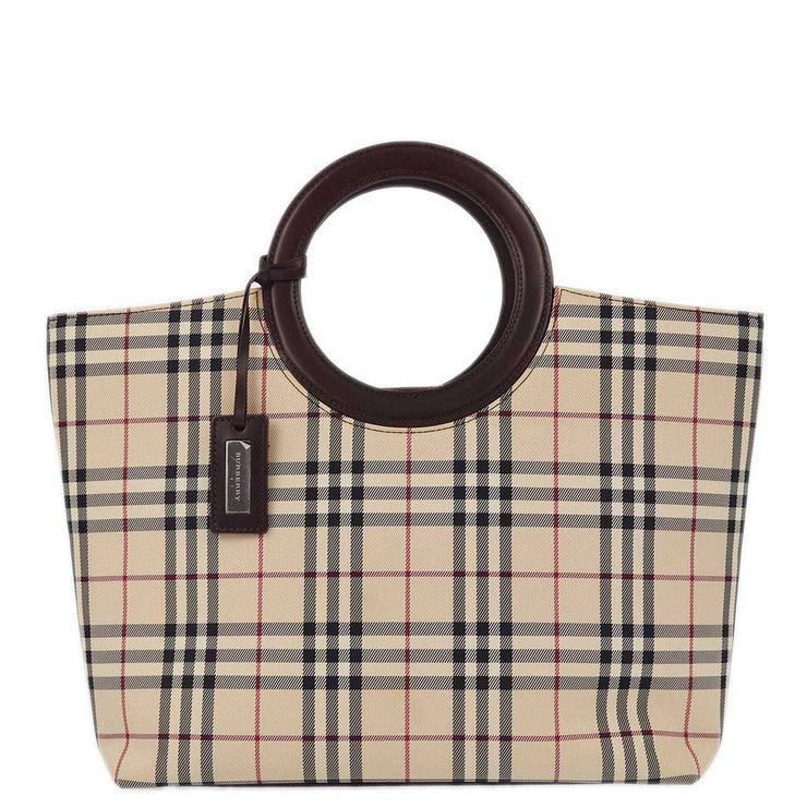 Burberry Beige Burberry Check Tote Handbag