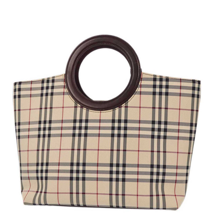 Burberry Beige Burberry Check Tote Handbag