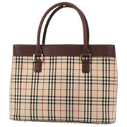 Burberry Beige Burberry Check Tote Handbag