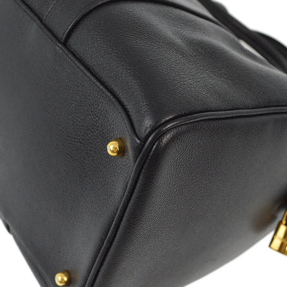 Chanel 1997-1999 Black Caviar 2way Duffle Shoulder Handbag