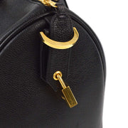 Chanel 1997-1999 Black Caviar 2way Duffle Shoulder Handbag