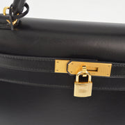 Hermes * 2003 Black Box Calf Kelly 28 Sellier 2way Shoulder Handbag