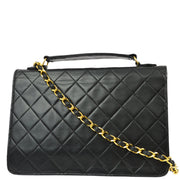 Chanel * 1989-1991 Black Lambskin 2way Shoulder Handbag