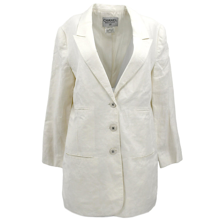 Chanel Single Breasted Jacket White 96P #40