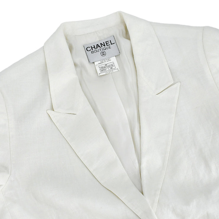 Chanel Single Breasted Jacket White 96P #40