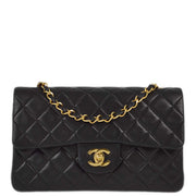 Chanel 1996-1997 Black Lambskin Small Classic Double Flap Shoulder Bag