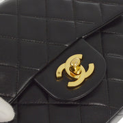 Chanel 1996-1997 Black Lambskin Small Classic Double Flap Shoulder Bag