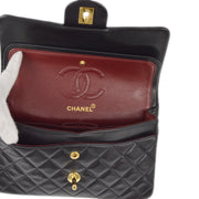 Chanel 1996-1997 Black Lambskin Small Classic Double Flap Shoulder Bag