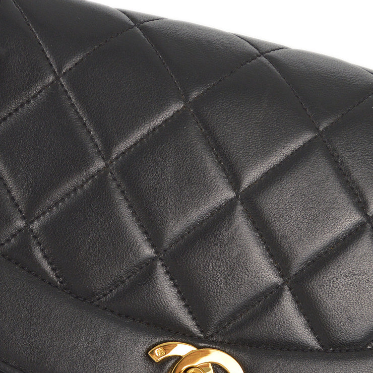 Chanel 1991-1994 Black Lambskin Small Diana Shoulder Bag