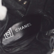 Chanel * Black Sport Line Short Boots Shoes #35