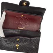 Chanel 1997-1999 Black Lambskin Medium Classic Double Flap Shoulder Bag