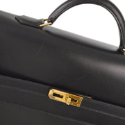 Hermes 2005 Black Box Calf Kelly Depeches 34 Briefcase