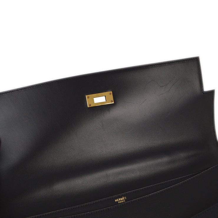 Hermes 2005 Black Box Calf Kelly Depeches 34 Briefcase