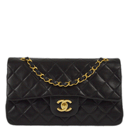 Chanel 1996-1997 Black Lambskin Small Classic Double Flap Shoulder Bag