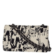 Chanel 2003-2004 White Black Karl Lagerfeld Sketch Medium Double Flap Shoulder Bag