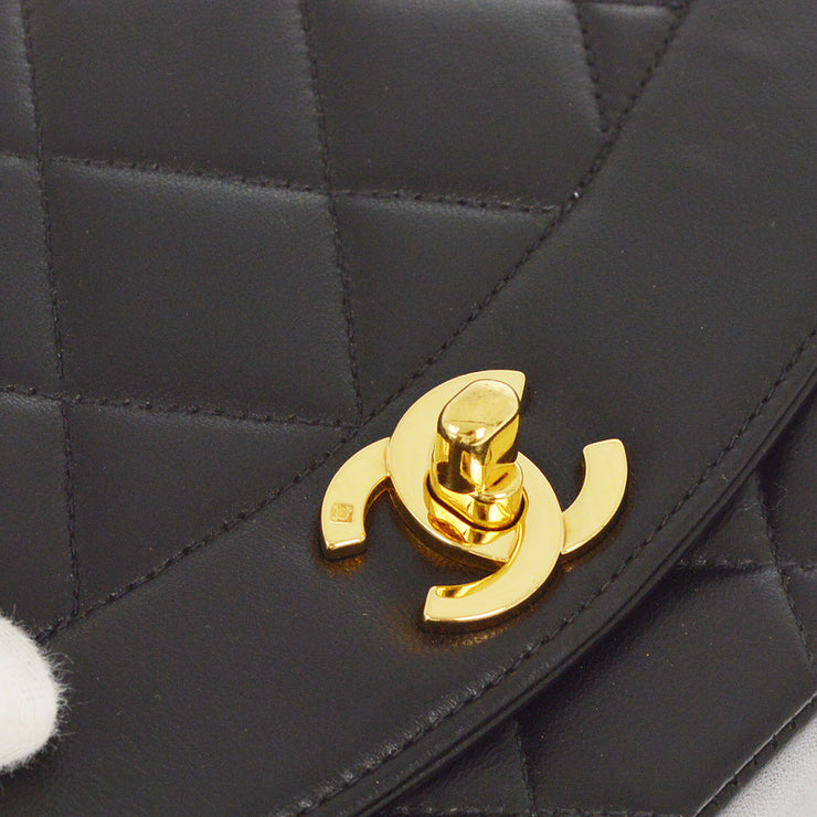 Chanel 1996-1997 Black Lambskin Small Diana Shoulder Bag