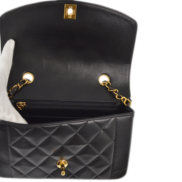 Chanel 1996-1997 Black Lambskin Small Diana Shoulder Bag