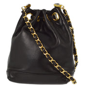 Chanel 1994-1996 Black Lambskin Bucket Shoulder Bag