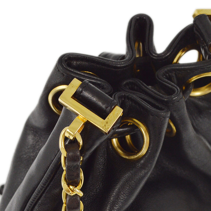 Chanel 1994-1996 Black Lambskin Bucket Shoulder Bag