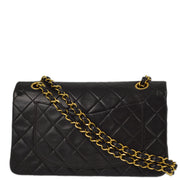 Chanel 1994-1996 Black Lambskin Small Classic Double Flap Shoulder Bag