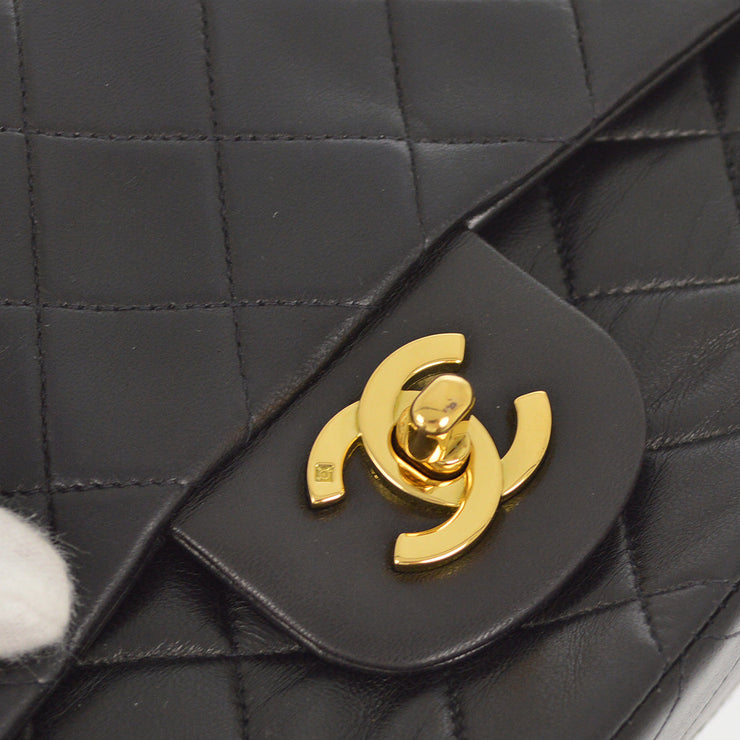 Chanel 1994-1996 Black Lambskin Small Classic Double Flap Shoulder Bag