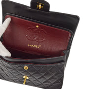 Chanel 1994-1996 Black Lambskin Small Classic Double Flap Shoulder Bag