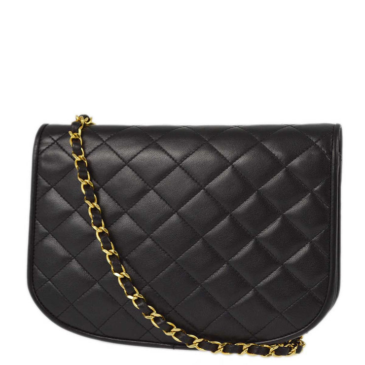 Chanel 1994-1996 Black Lambskin Paris Shoulder Bag