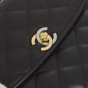 Chanel 1994-1996 Black Lambskin Paris Shoulder Bag