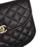 Chanel 1994-1996 Black Lambskin Paris Shoulder Bag