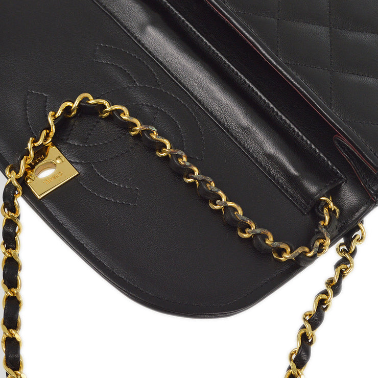 Chanel 1994-1996 Black Lambskin Paris Shoulder Bag