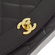 Chanel 1991-1994 Black Lambskin Medium Diana Shoulder Bag