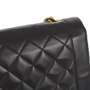 Chanel 1991-1994 Black Lambskin Medium Diana Shoulder Bag