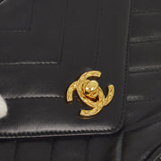 Chanel 1991-1994 Black Lambskin V Stitches Camera Bag Mini