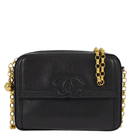 Chanel 1991-1994 Black Caviar Camera Bag Small