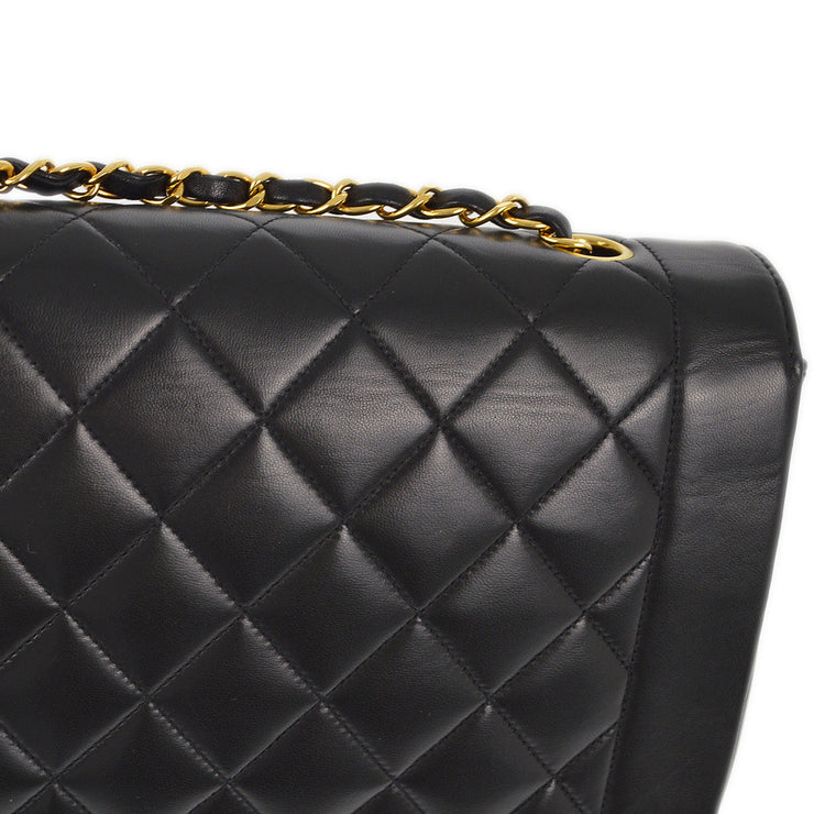 Chanel 1991-1994 Black Lambskin Medium Diana Shoulder Bag