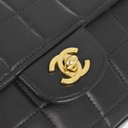 Chanel 2003-2004 Black Lambskin Choco Bar East West Shoulder Bag