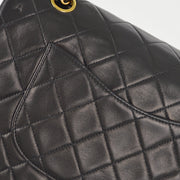 Chanel 1997-1999 Black Lambskin Medium Classic Double Flap Shoulder Bag