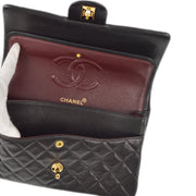 Chanel 1997-1999 Black Lambskin Medium Classic Double Flap Shoulder Bag