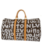 Louis Vuitton 2001 White Monogram Graffiti Keepall 50 Duffle Bag M92197