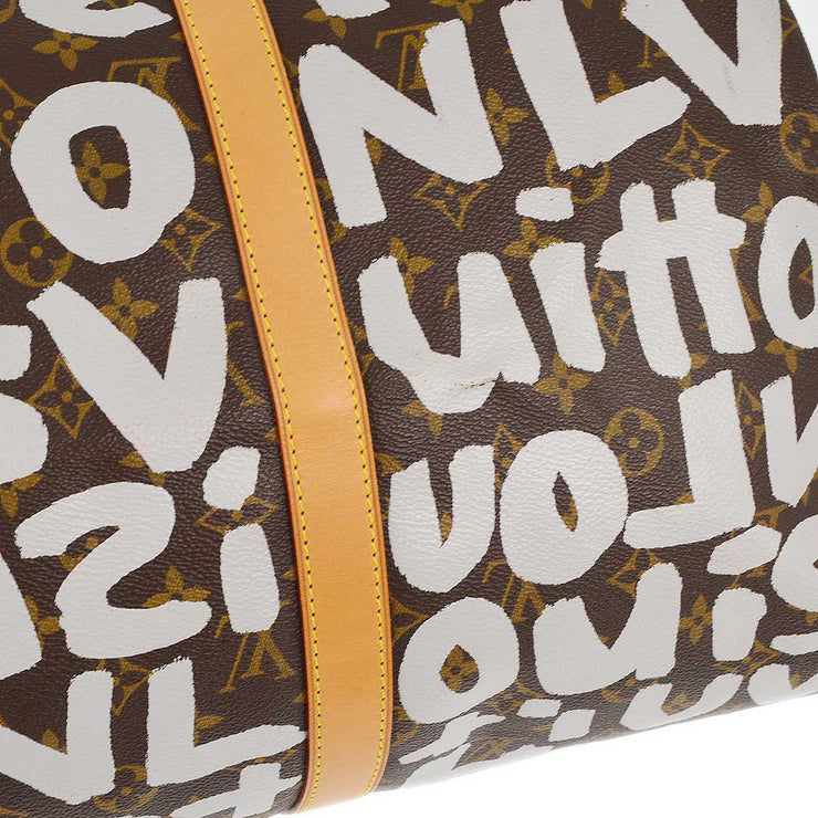 Louis Vuitton 2001 White Monogram Graffiti Keepall 50 Duffle Bag M92197