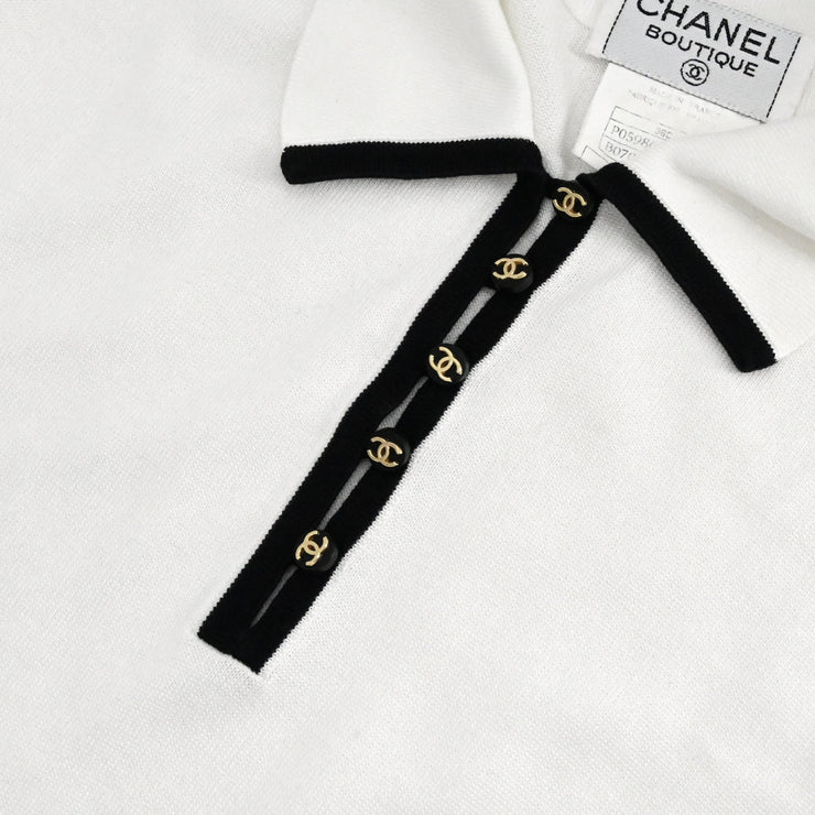 Chanel Polo T-shirt Top White 96C #42