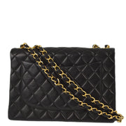 Chanel 2000-2001 Black Lambskin Jumbo Classic Flap Shoulder Bag