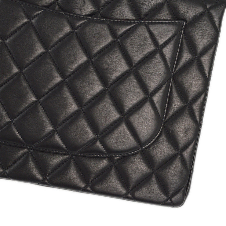 Chanel 2000-2001 Black Lambskin Jumbo Classic Flap Shoulder Bag