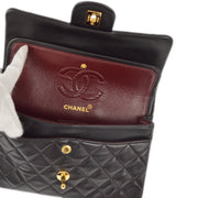 Chanel 1994-1996 Black Lambskin Small Classic Double Flap Shoulder Bag