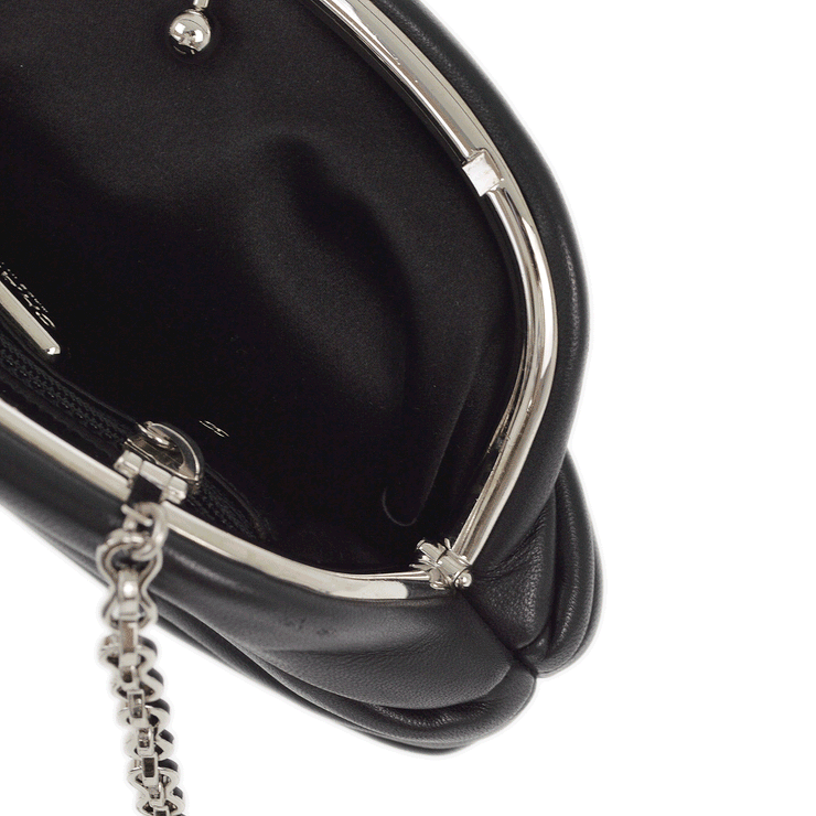 Chanel 2011 Black Lambskin Kiss Lock Chain Shoulder Bag