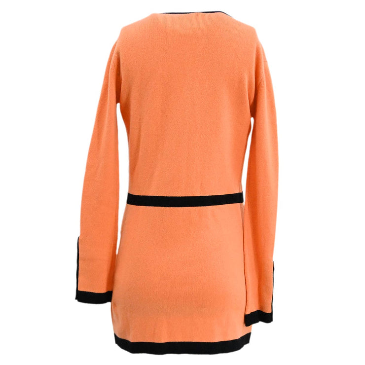 Chanel Set Cardigan Short Sleeve Dress Orange 95A #38