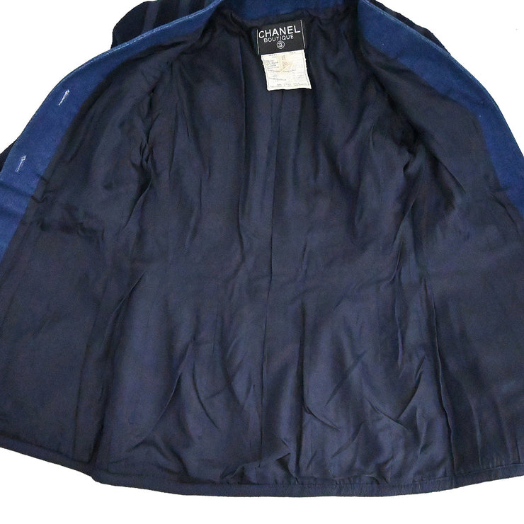 Chanel Setup Suit Jacket Skirt Navy Indigo 26 #36