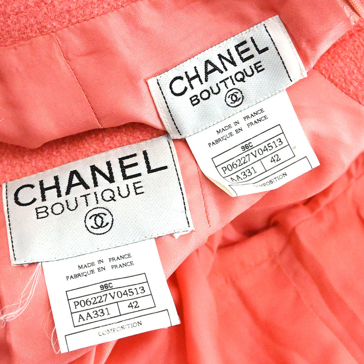 Chanel Setup Suit Jacket Skirt Pink 96C #42